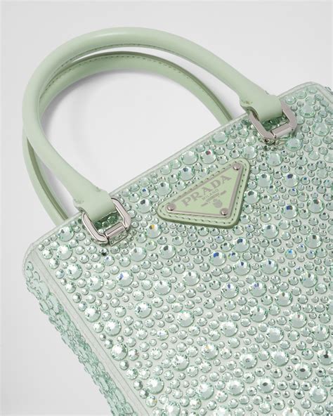 prada small satin tote bag with crystals